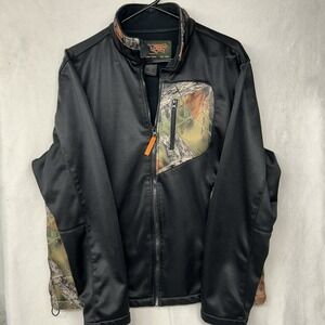 Trail Crest Black Camo Accents Full Zip Men's Large Jacket Fleece Lined Outdoors